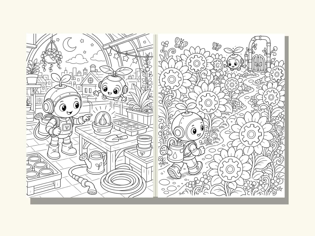 The Tiny Robot Gardeners Coloring Book