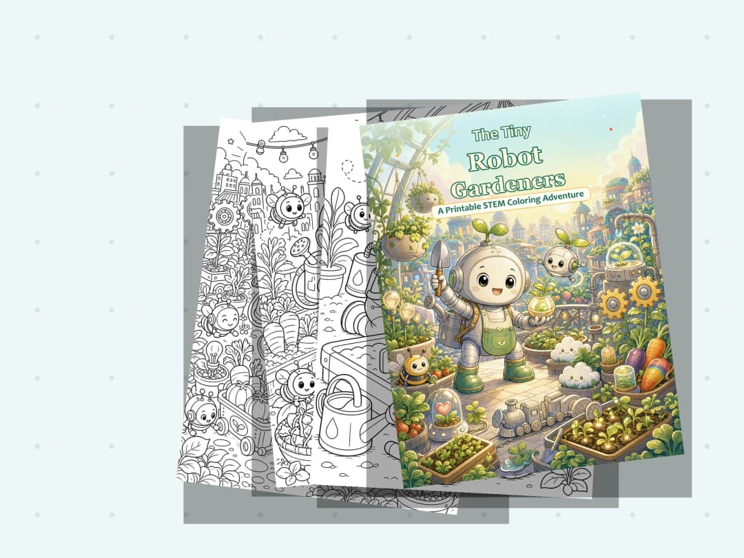 The Tiny Robot Gardeners Coloring Book